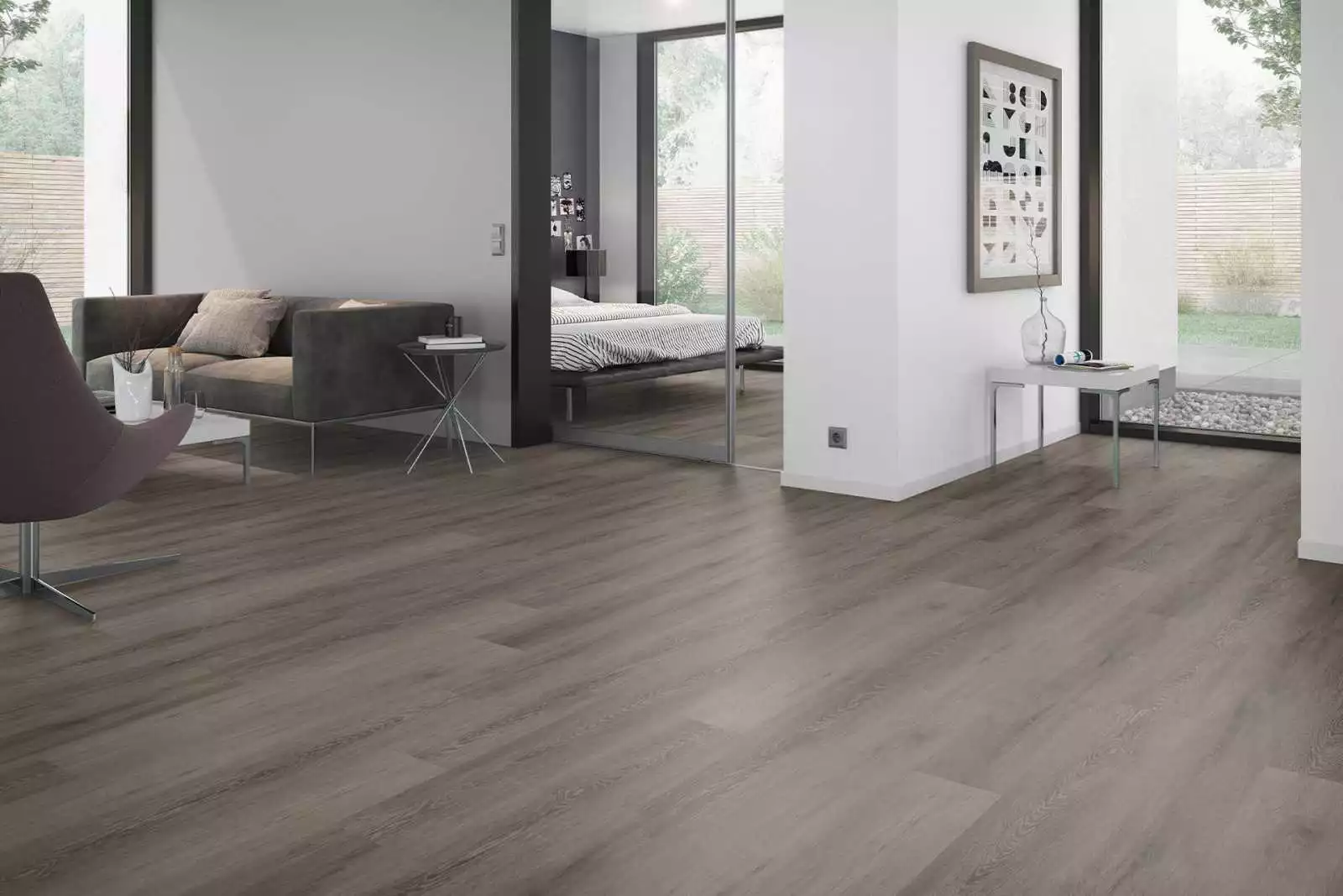 lame PVC vinyle Solide Cerused Oak Dark Brown XL
